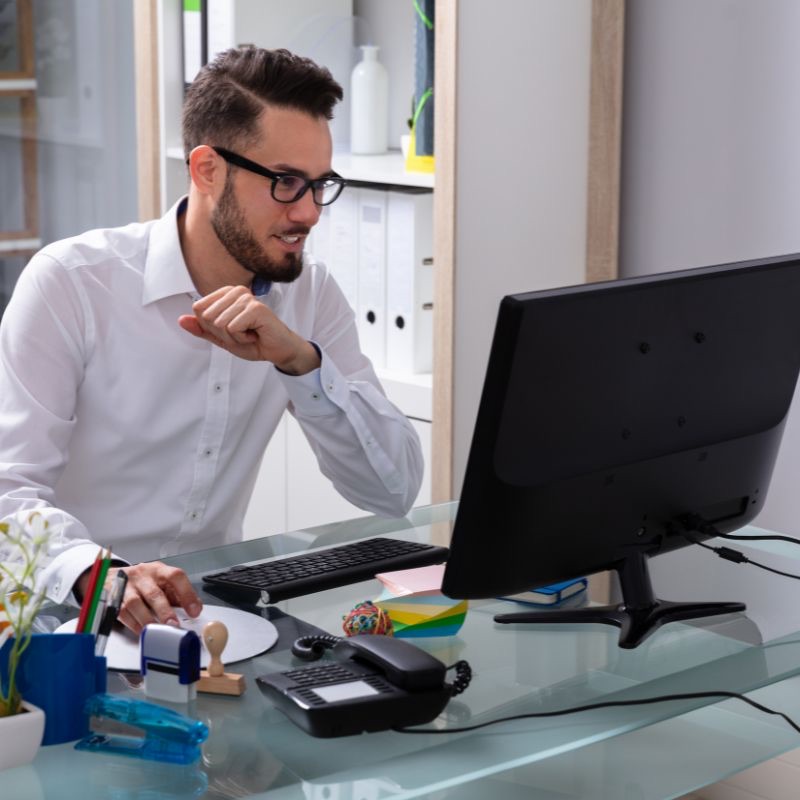Professional working at a desk in an office